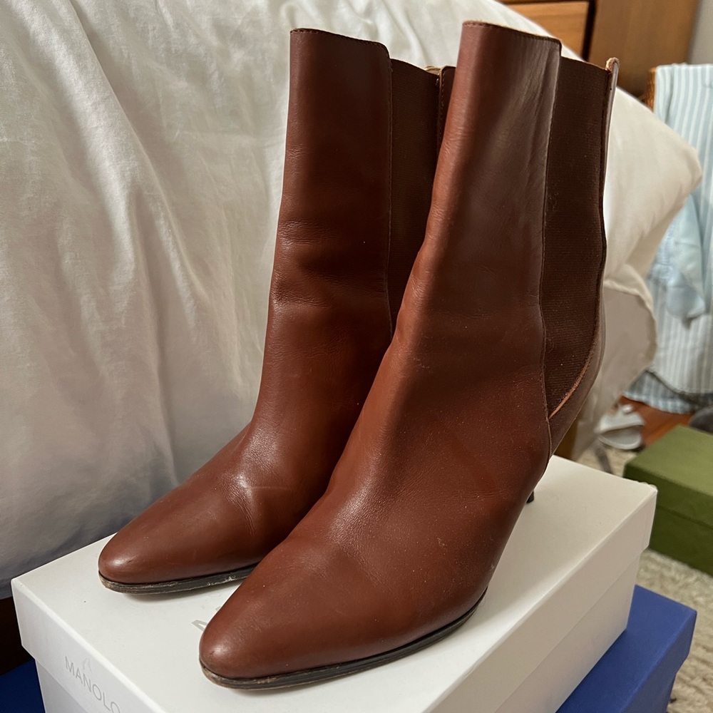 Manolo Blahnik Leather Booties